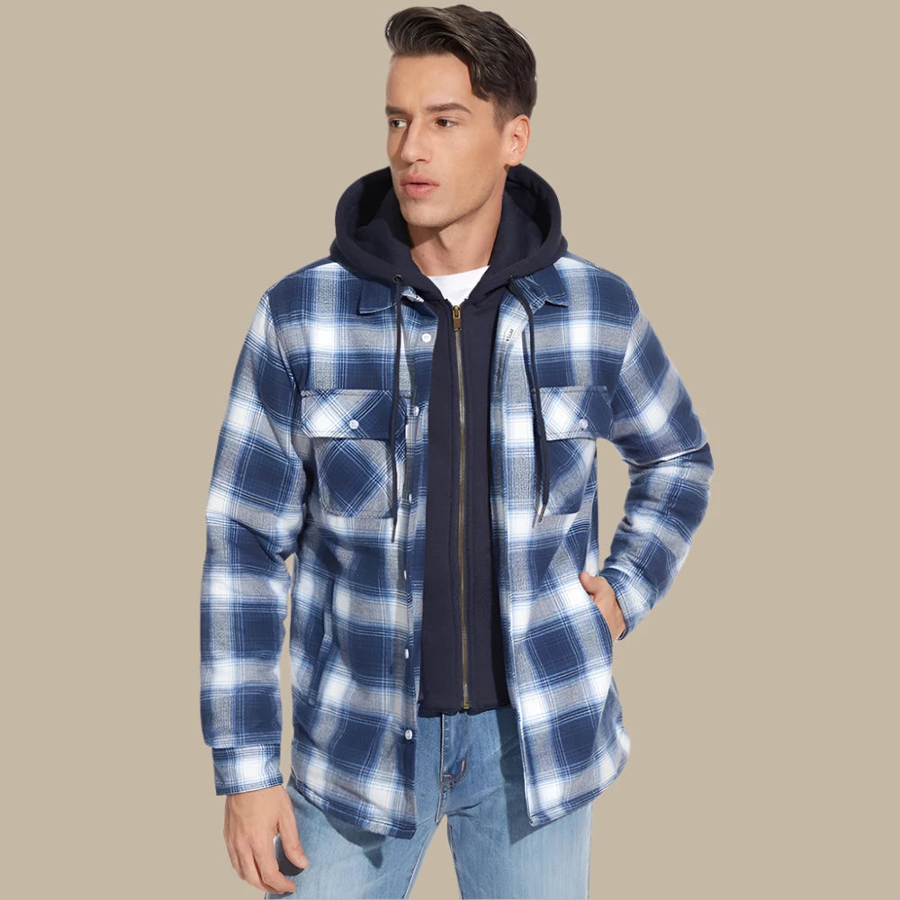 Men's Quilted Flannel Plaid Jacket