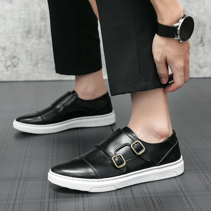 Otis-Double Buckle Casual Leather  Shoes