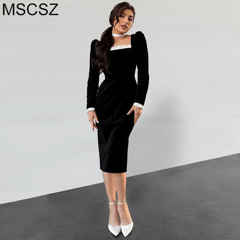 Rosie-Elegant Velvet Midi Dress