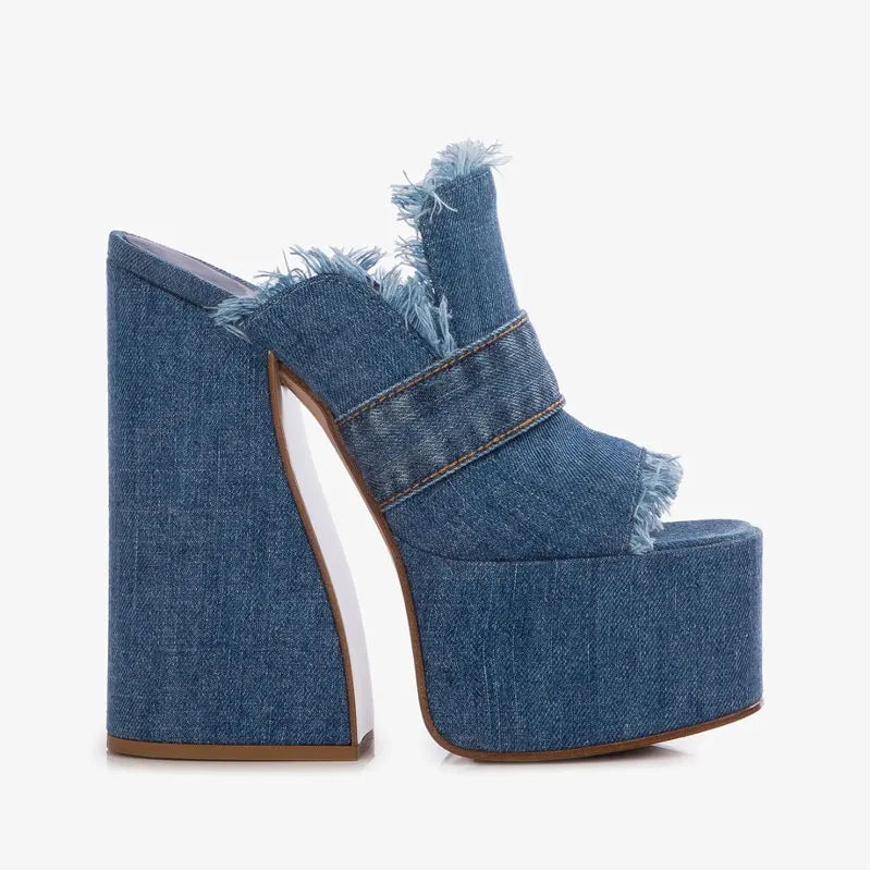 Darcy-Denim Thick High Heel Outdoor Fashion Sandals