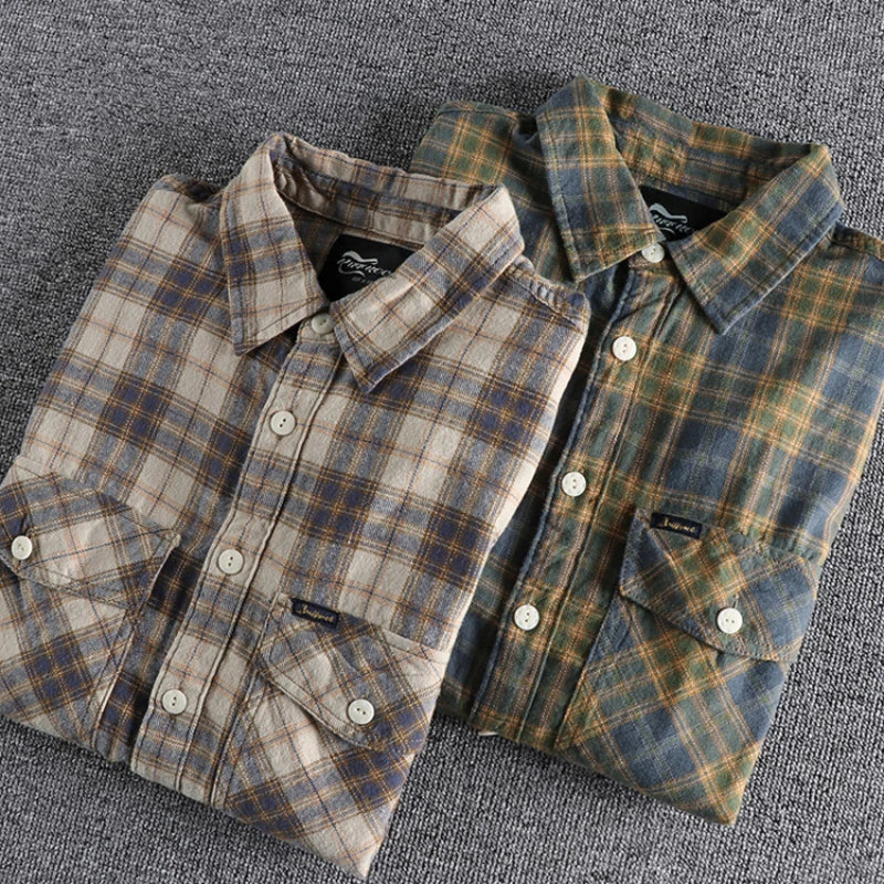 Sebastian-Kaji Retro Tooling Plaid Flannel Shirt