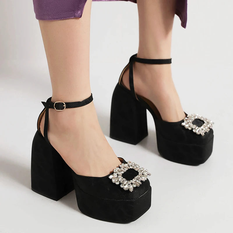 Mia-Plus Size Satin Ankle Strap Sandals