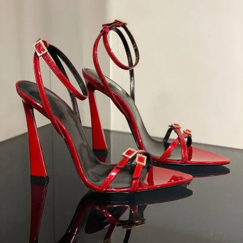 Women’s Summer Pointed High Heel Sandals - One-Line Strap Thin Heels