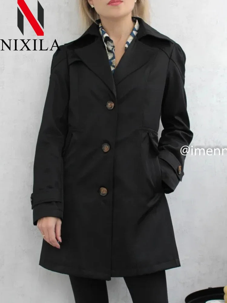 Rosie-Spring Autumn Casual Long Windbreaker Coat