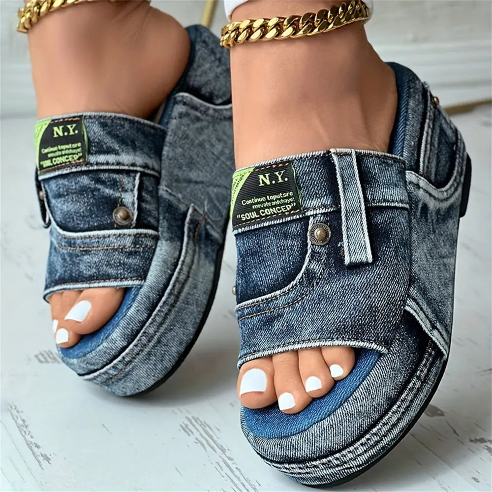 Poppy-Denim Platform Sandals