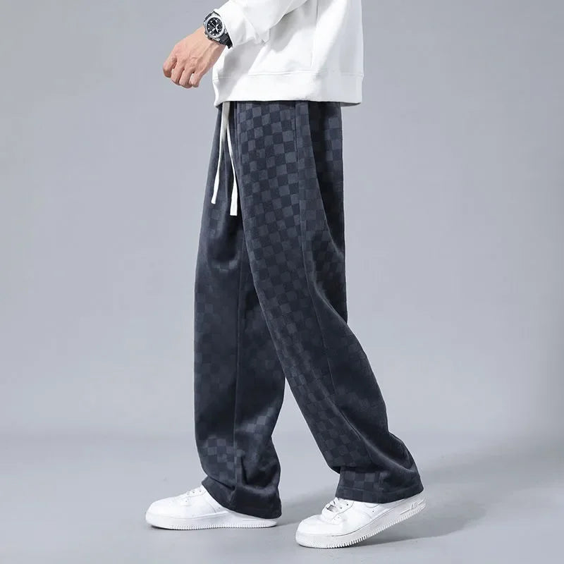 Freddie-Designer Plaid Corduroy Track Pants