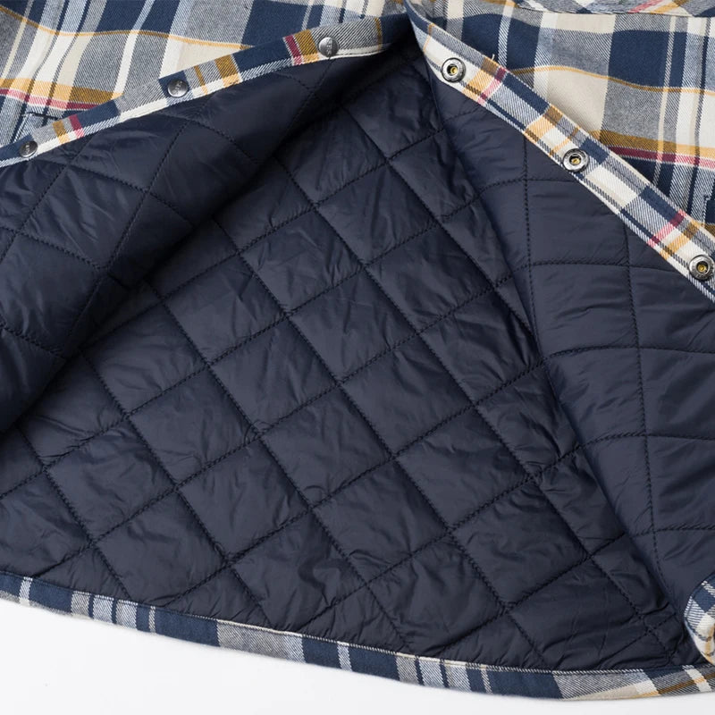 Rory-Warm Thick Cotton Quilted Lined Winter Plaid Flannel Shirt Coat