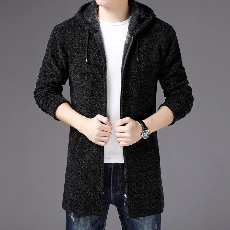 Jude-Hooded Long Sweater Coat