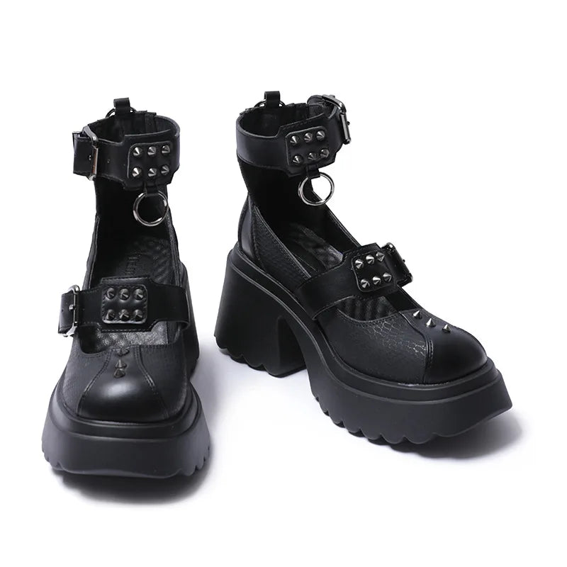 Esme-Gothic Punk Rivets Mary Janes Pumps