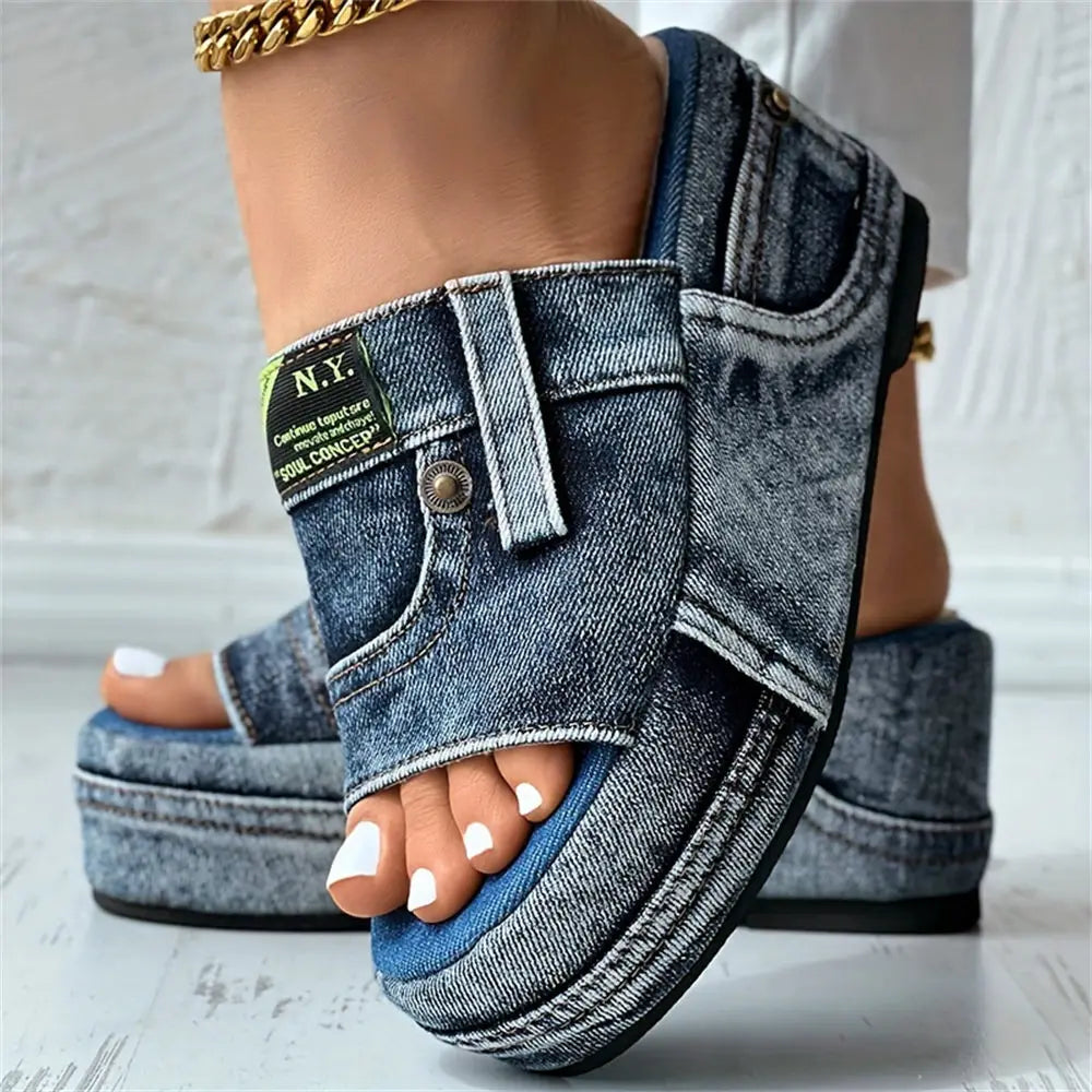 Poppy-Denim Platform Sandals