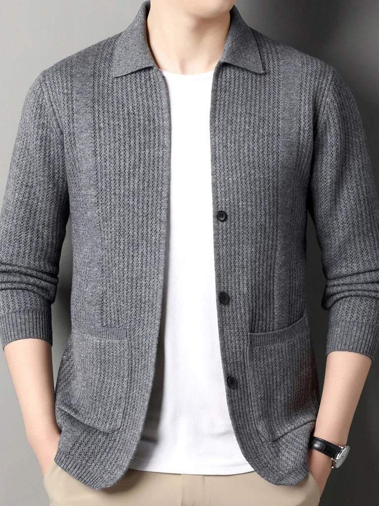 Rory-Cotton Lapel Cardigan Jacket-Thin Knitted Sweater Coat