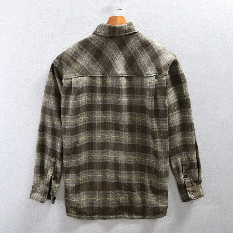 Louie-Fashionable Plaid Loose Fitt Long Sleeve Thickened Shirt Jacket