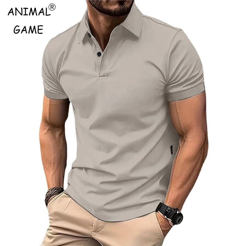 Men's Summer Solid Polo - Lightweight Short Sleeve Casual Streetwear Top