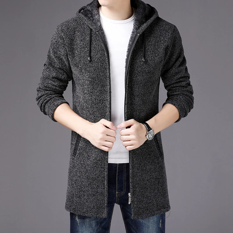 Jude-Hooded Long Sweater Coat