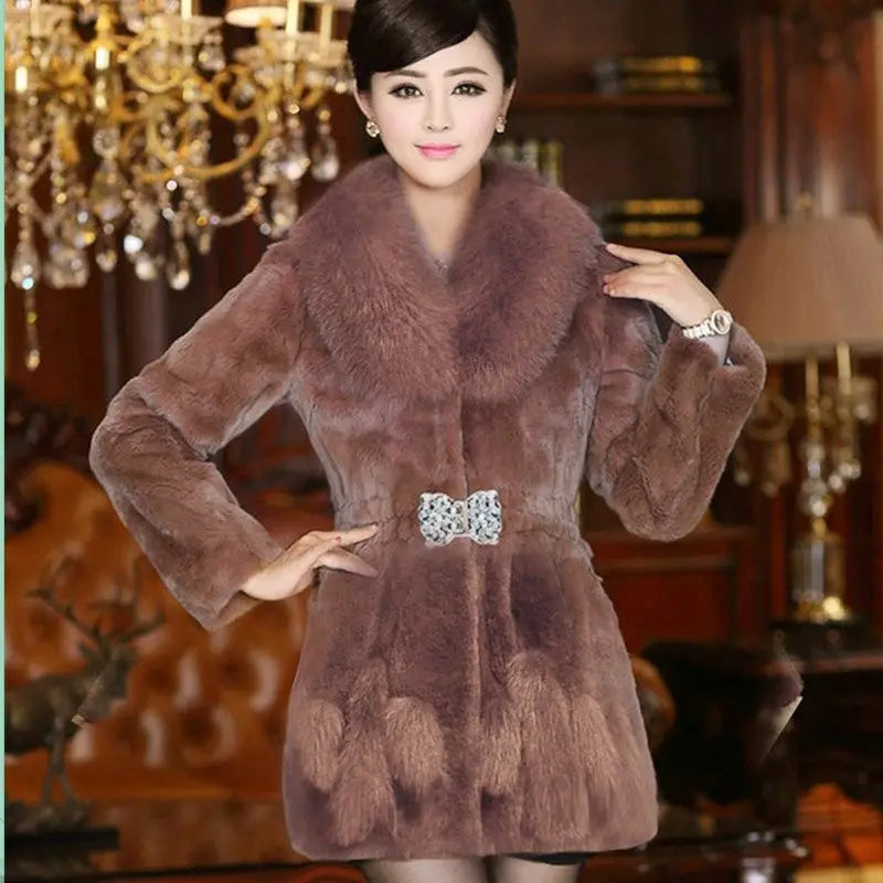 Zoe-Plush Overcoat with Faux Fur Collar