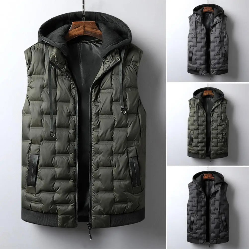 Theo-Hooded Vest Detachable Cap Windproof Winter Waistcoat