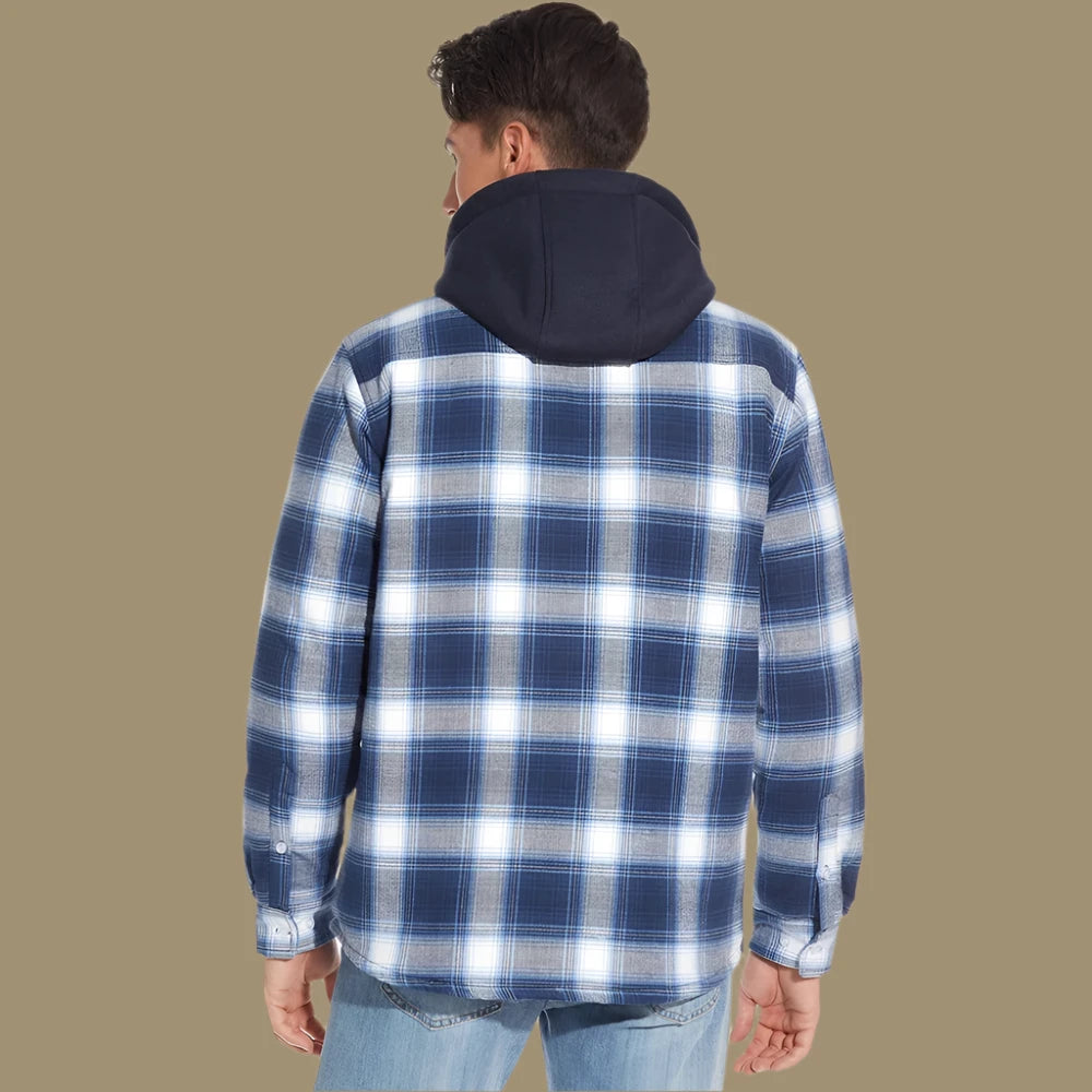 Men's Quilted Flannel Plaid Jacket