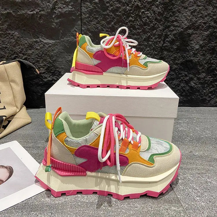 Sienna-Fashion Colorful Lace-Up Casual Sneakers