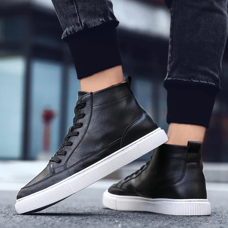 Fashion Casual - Men's High-Top Leather Sneakers