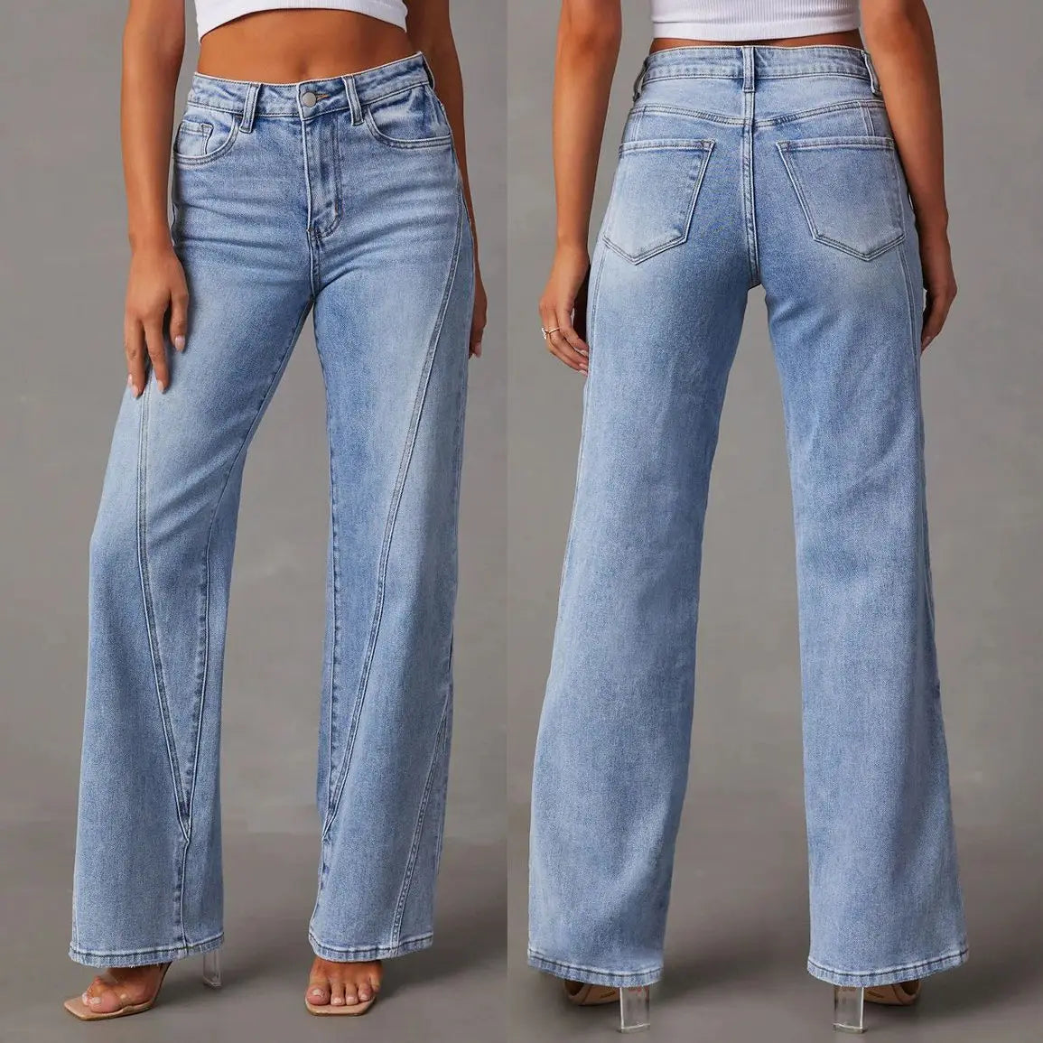 Layla-Fashion Solid Color Straight Leg Jeans