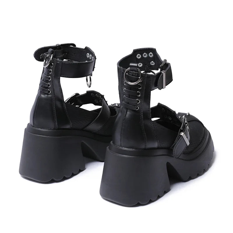 Esme-Gothic Punk Rivets Mary Janes Pumps