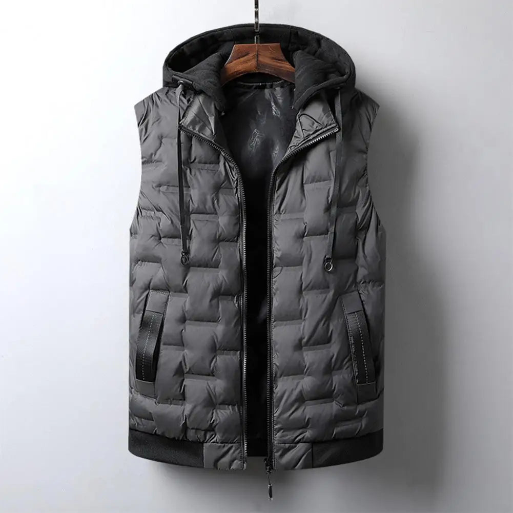 Theo-Hooded Vest Detachable Cap Windproof Winter Waistcoat