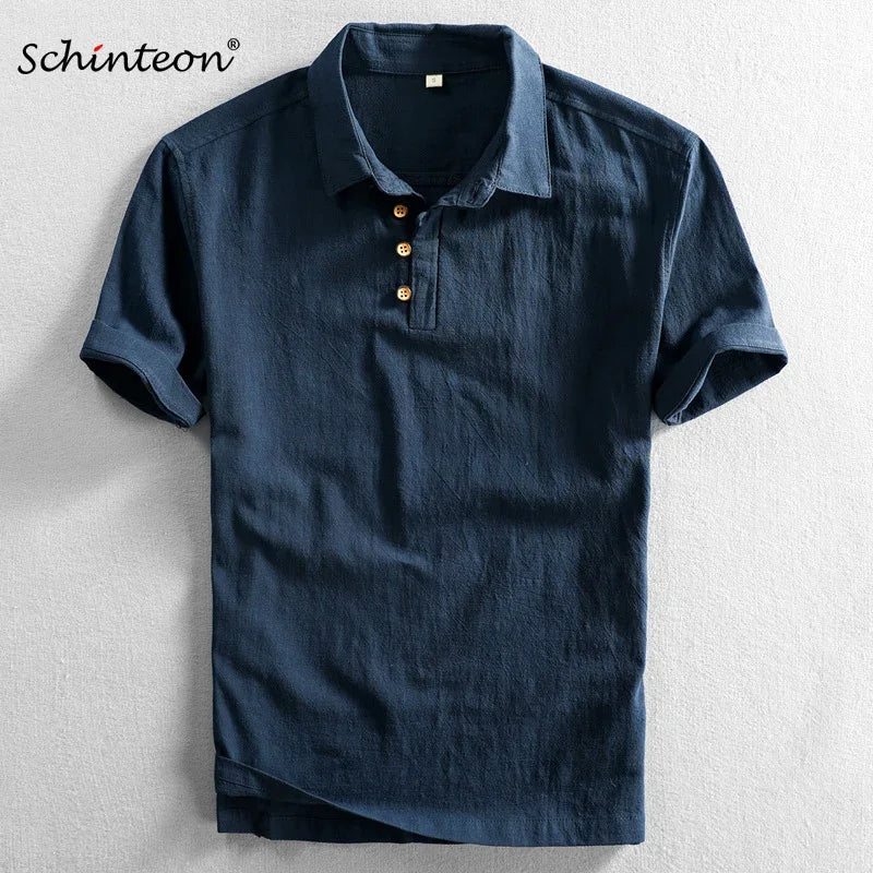 Schinteon Men's Casual Cotton Linen Shirt