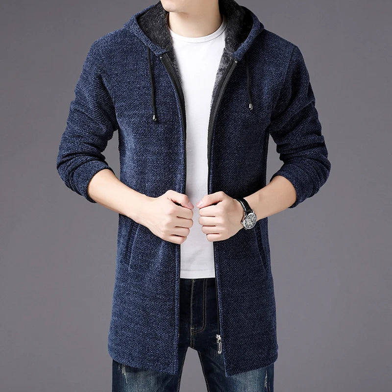 Jude-Hooded Long Sweater Coat