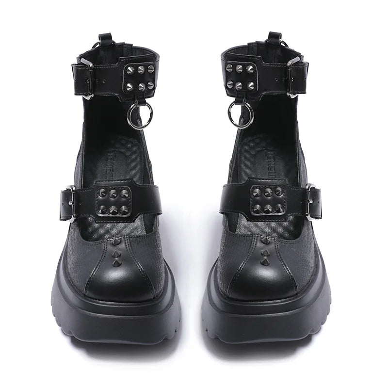 Eva-Gothic Punk Rivet Mary Janes Shoes