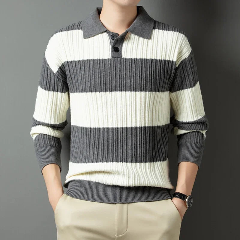 Ezra-Luxury Striped Polo Sweater