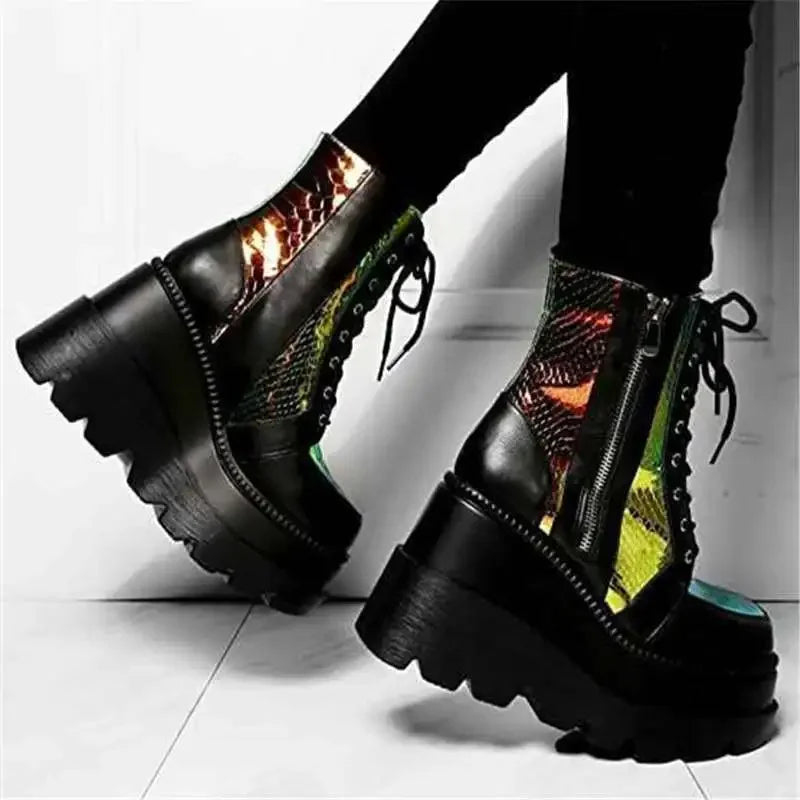 Women’s Autumn & Winter Non-Slip Platform Lace-Up Wedge Boots