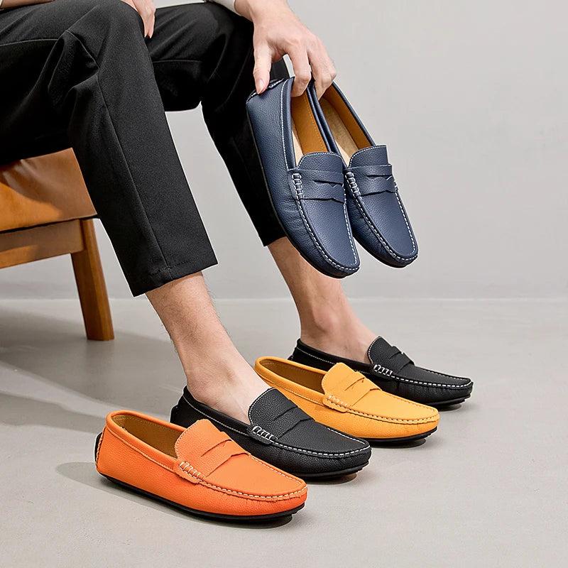 Albie-Designer Leather Moccasins - High-Quality Loafers & Driving Shoes