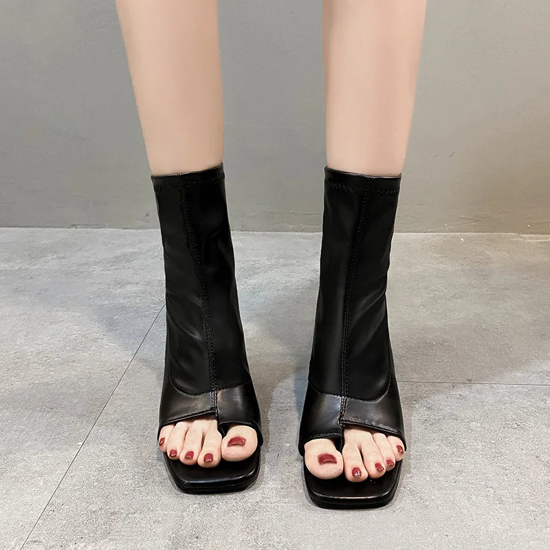 Iris-Open Toe Clip Sandals & Smoke Tube Boots