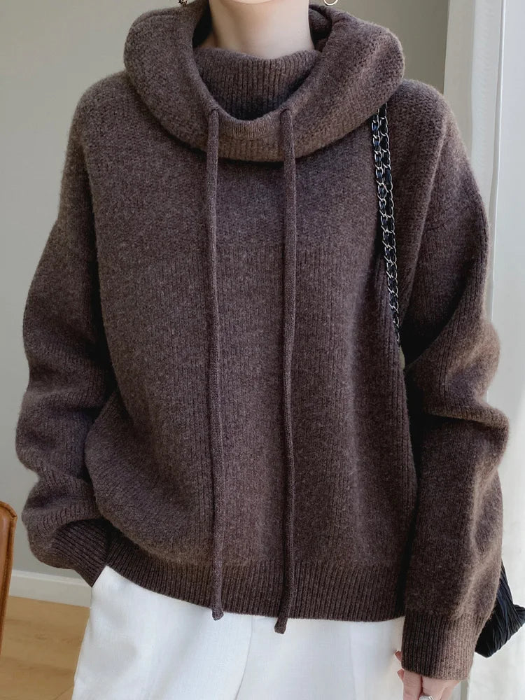 Millie- Wool Hooded Sweater - Warm & Stylish Long Sleeve Pullover