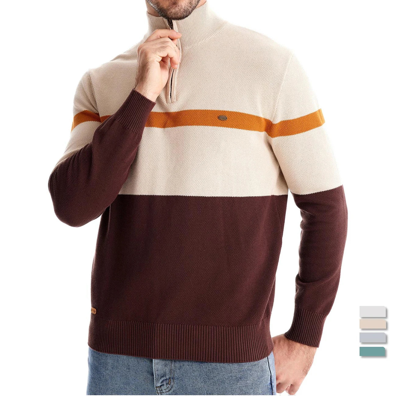 Rory- Men’s High-Quality Cotton Zipper Mock Neck Sweater