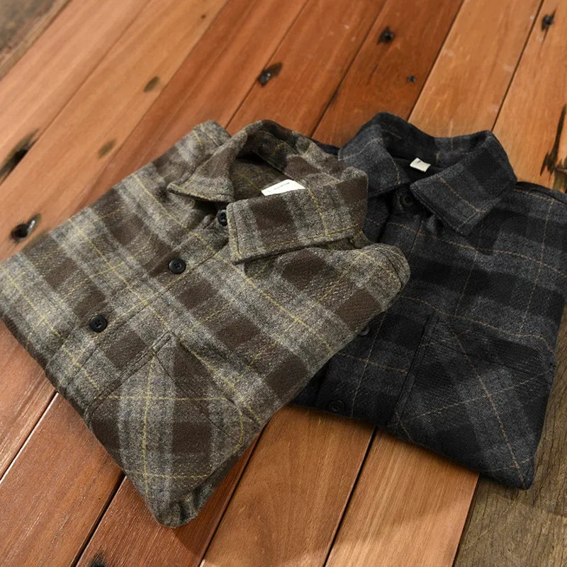 Louie-Fashionable Plaid Loose Fitt Long Sleeve Thickened Shirt Jacket