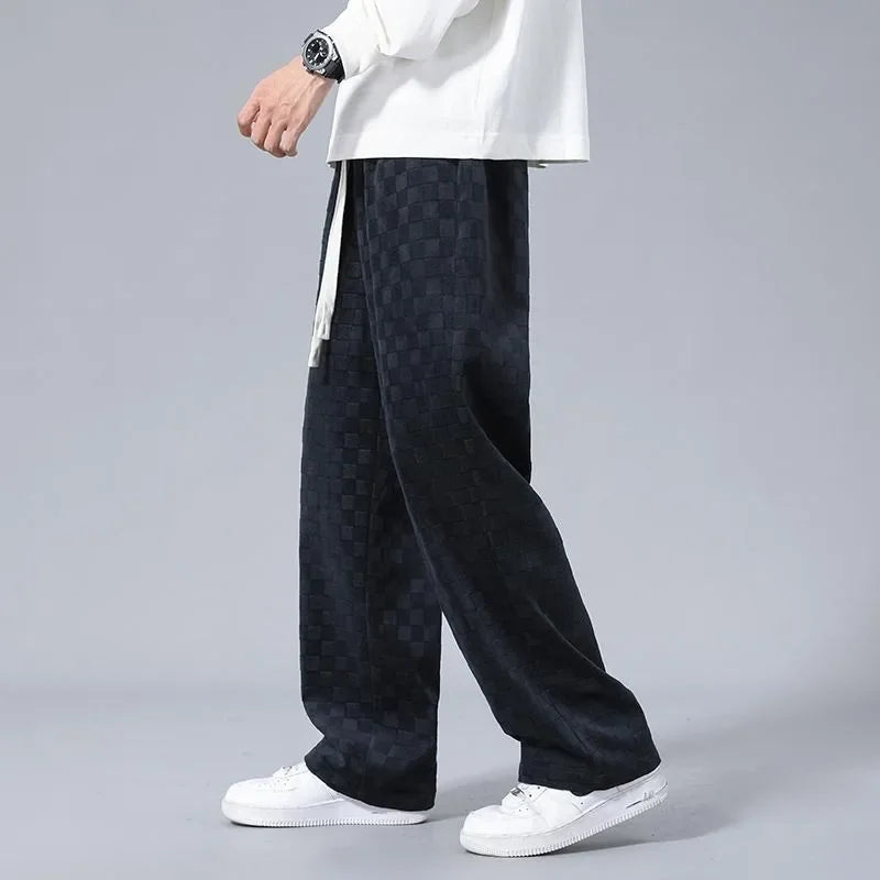 Freddie-Designer Plaid Corduroy Track Pants