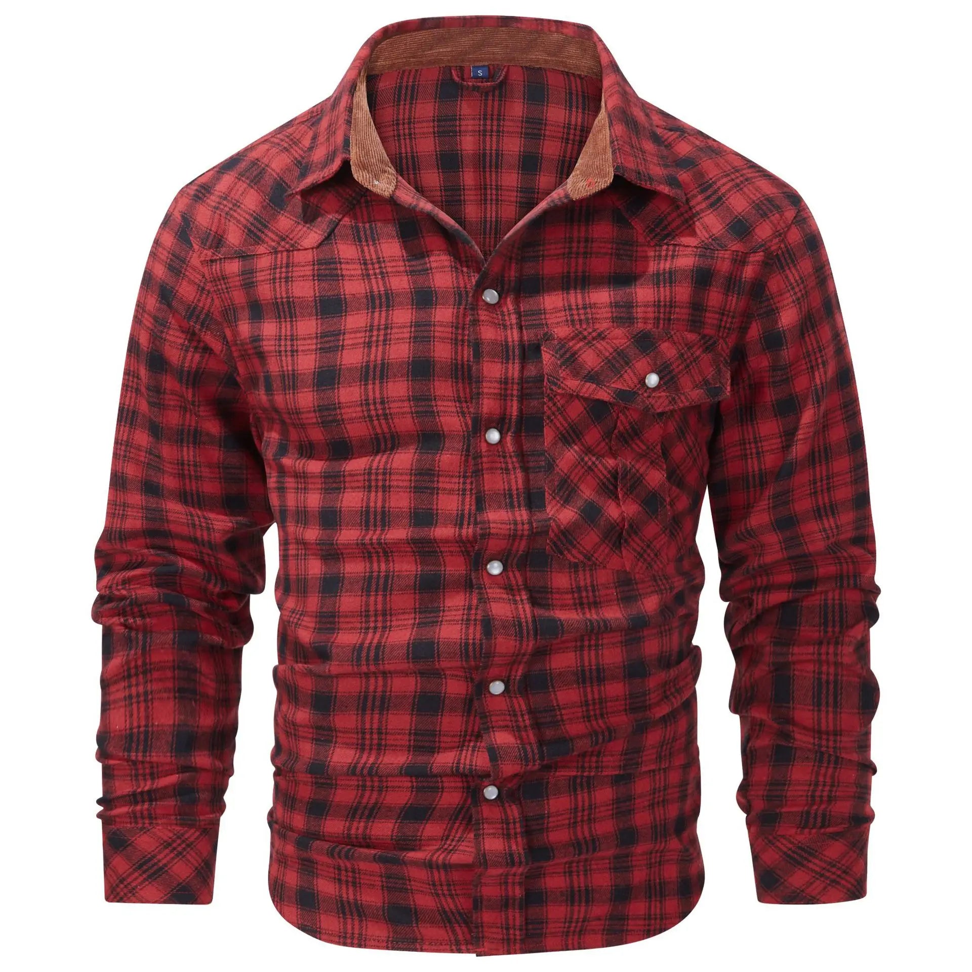 Retro Western Style Plaid Flannel Shirt