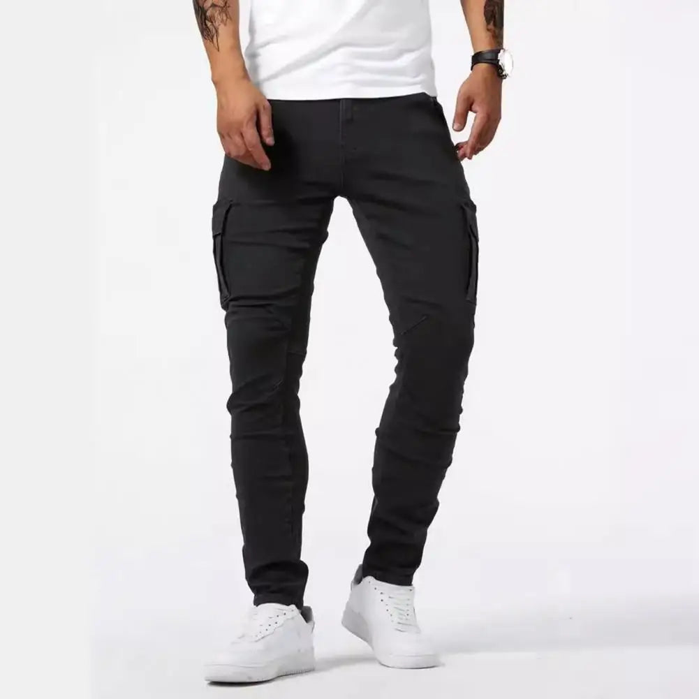 Ezra-Solid Color Durable Slim Fit Work Pants