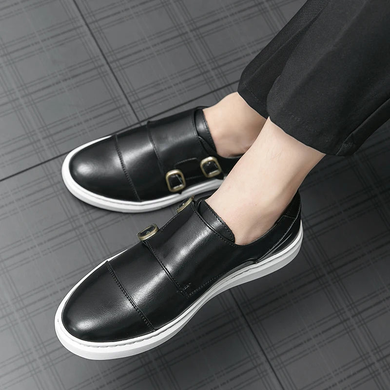 Otis-Double Buckle Casual Leather  Shoes