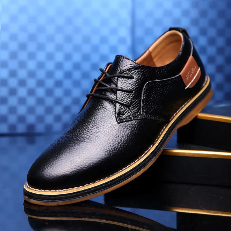 Elijah-Italian Brogue Leather Oxfords - Luxury Lace-Up Dress Shoes