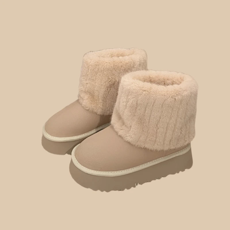 Evie-Fur Snow Warm Designer Platform Plush Chelsea Boots