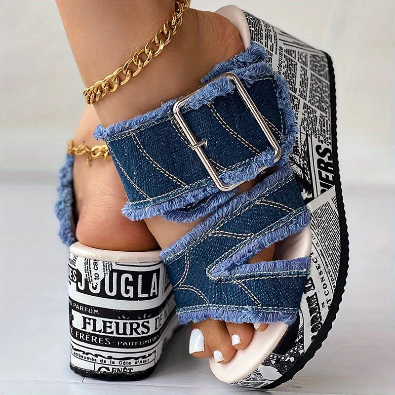 Poppy-Denim Platform Sandals