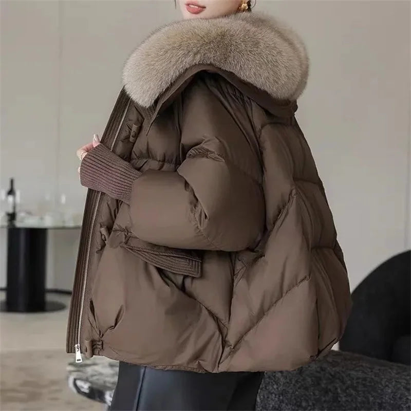 Mia-Thicken Fur Collar Down Cotton Jacket