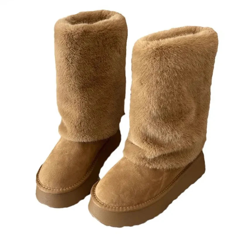 Evie-Fur Snow Warm Designer Platform Plush Chelsea Boots