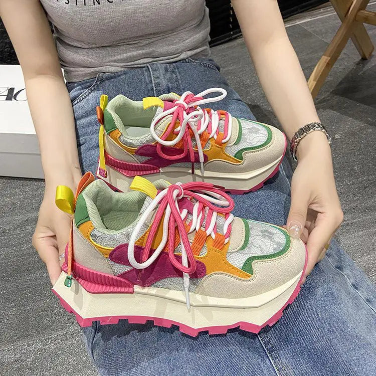 Sienna-Fashion Colorful Lace-Up Casual Sneakers