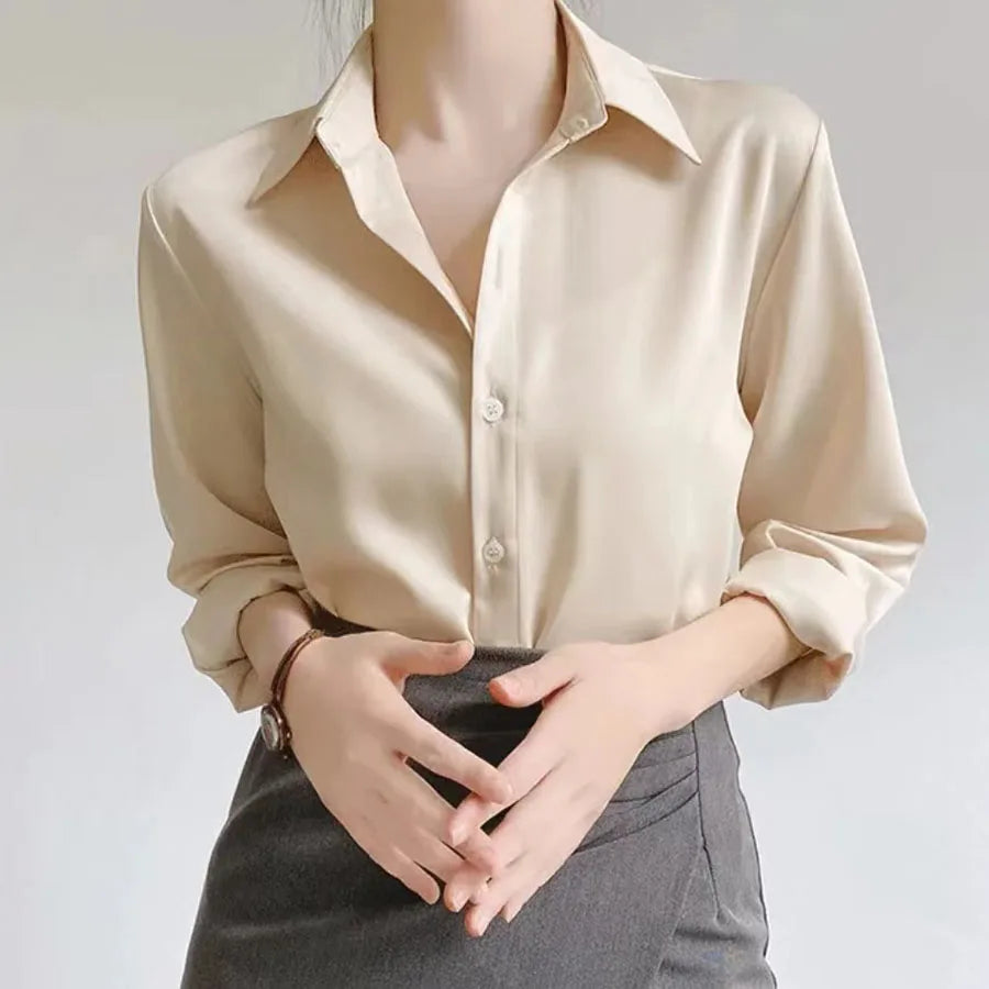 Aria-Simple Women's Satin Shirt