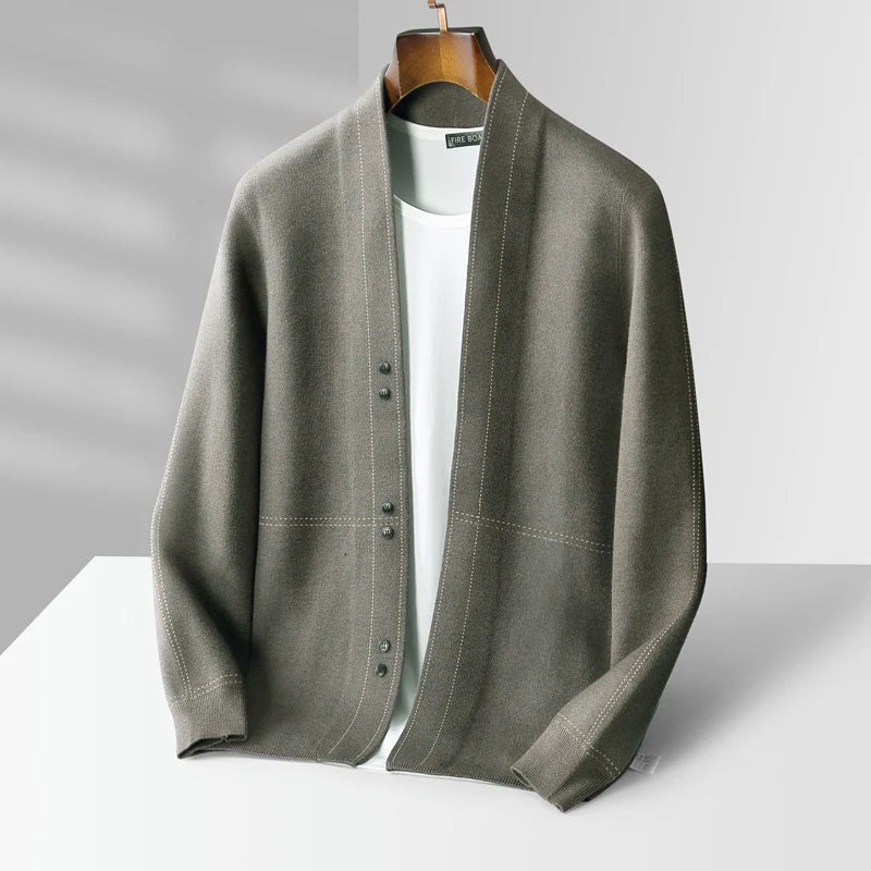 Jacquard Pure Wool Knit Jacket