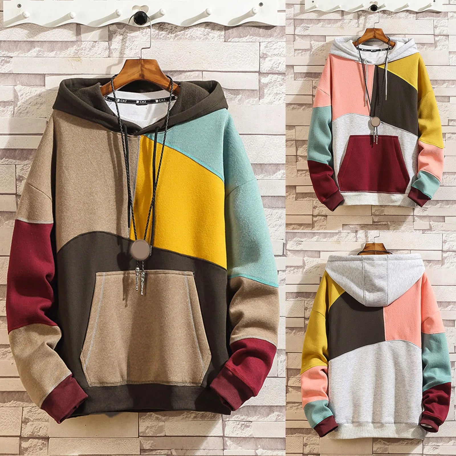 Theo-Casual Color Block Hoodie