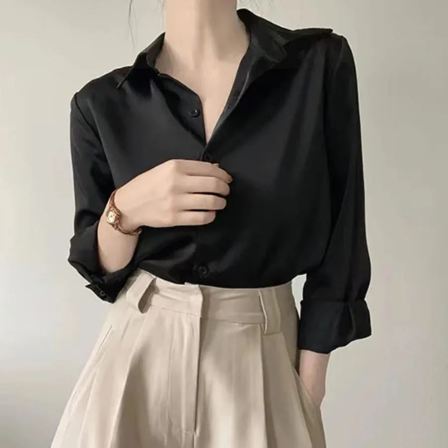 Aria-Simple Women's Satin Shirt